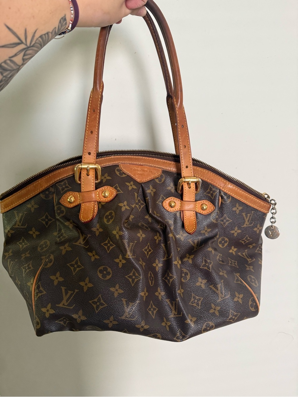 Louis Vuitton Monogram Canvas Shoulder Bag in Brown and Tan